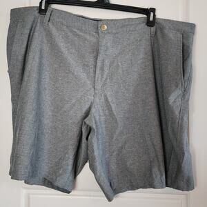 Georges Shorts Mens Size 46 Gray Chino Flat Front Light Weight Tiny Stripes